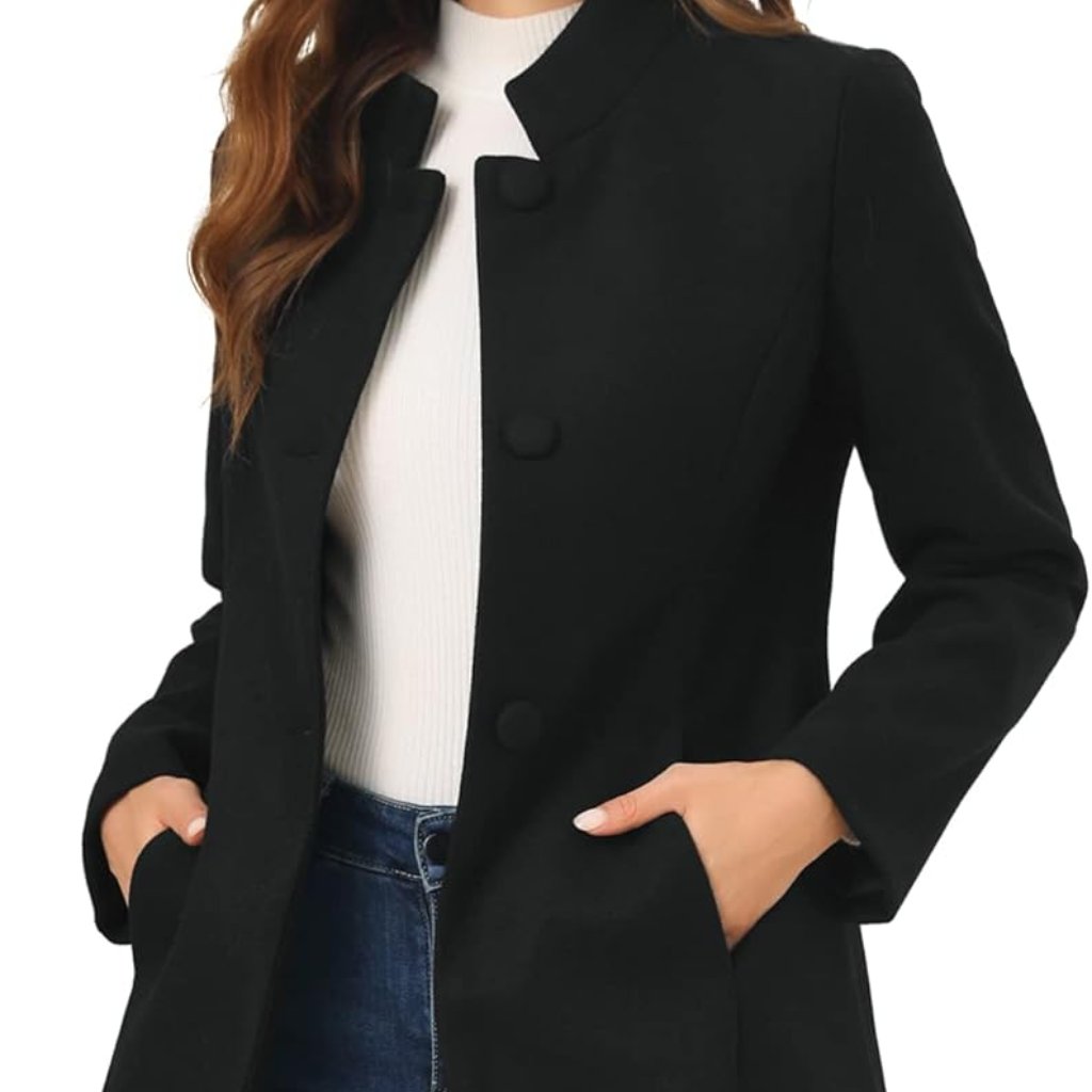 Women's Winter Overcoat Mid-Long Stand Collar Single Breasted Coat Outerwear